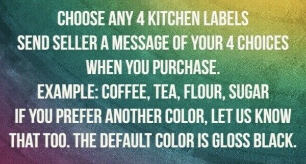 Custom Kitchen Canister label Set Vinyl Decal 63 Colors (Qty 4- see description) gallery