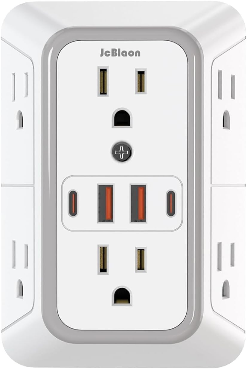 Outlet Extender Surge Protector 6 Outlet Splitter 4 USB Ports 2 USB C Multiple.. gallery