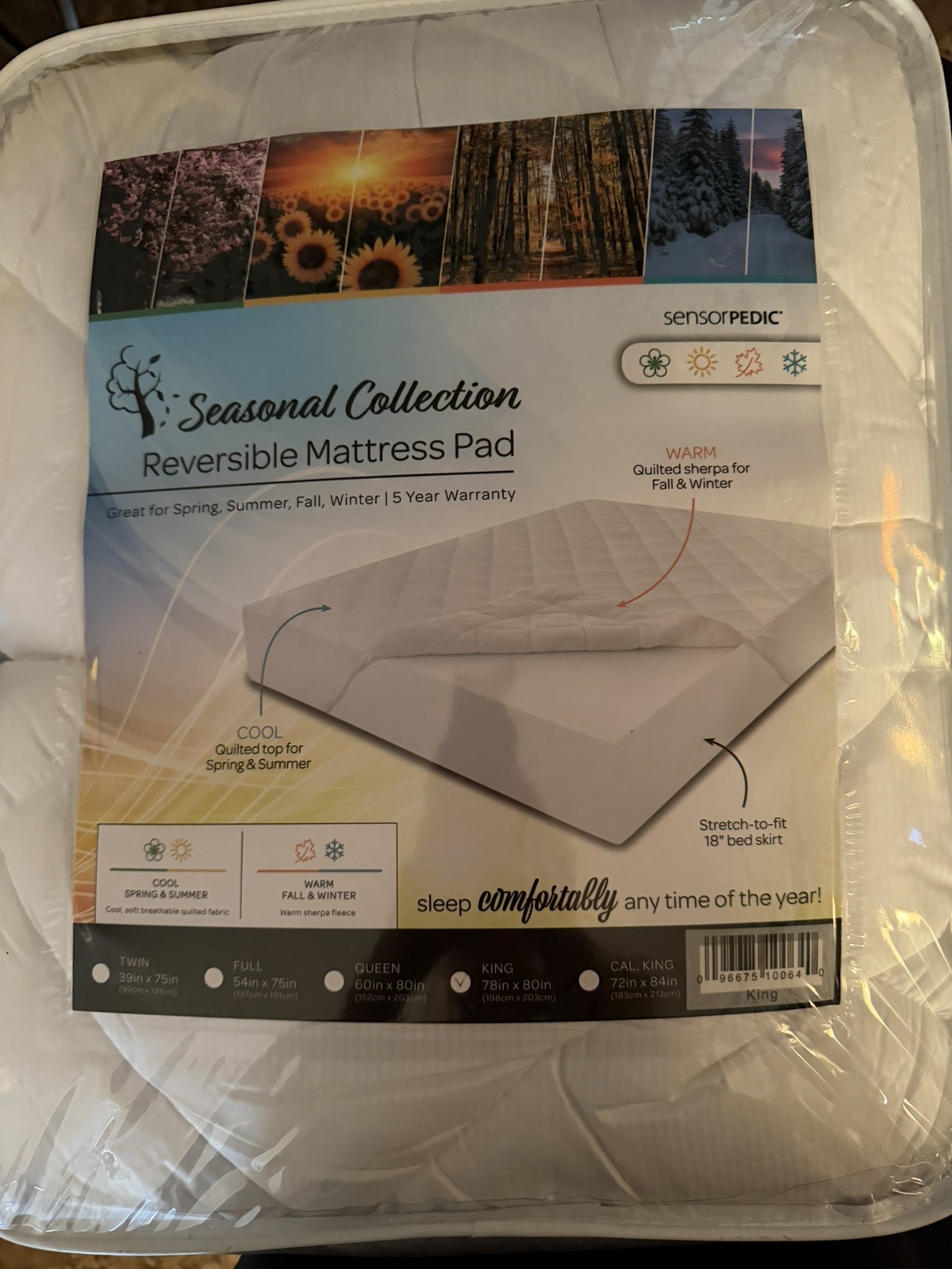 SensorPEDIC All Seasons Reversible Mattress Pad King size $61 in store gallery