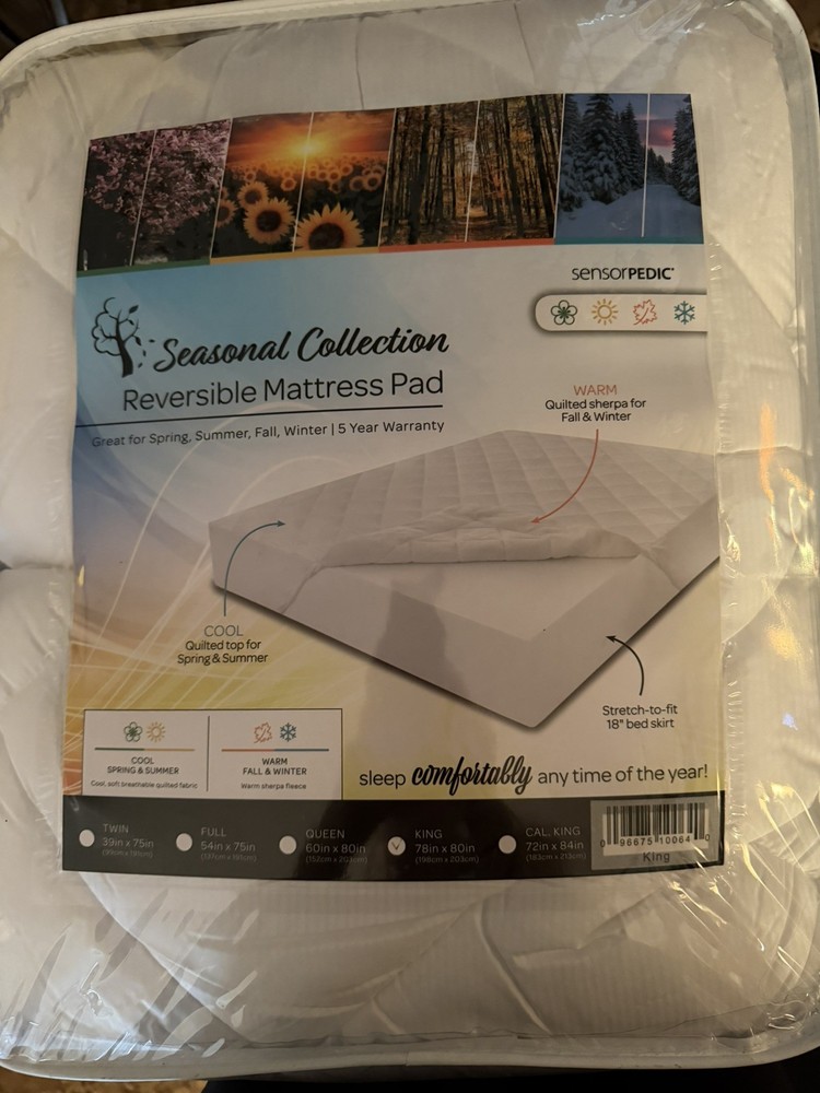 SensorPEDIC All Seasons Reversible Mattress Pad King size $61 in store
