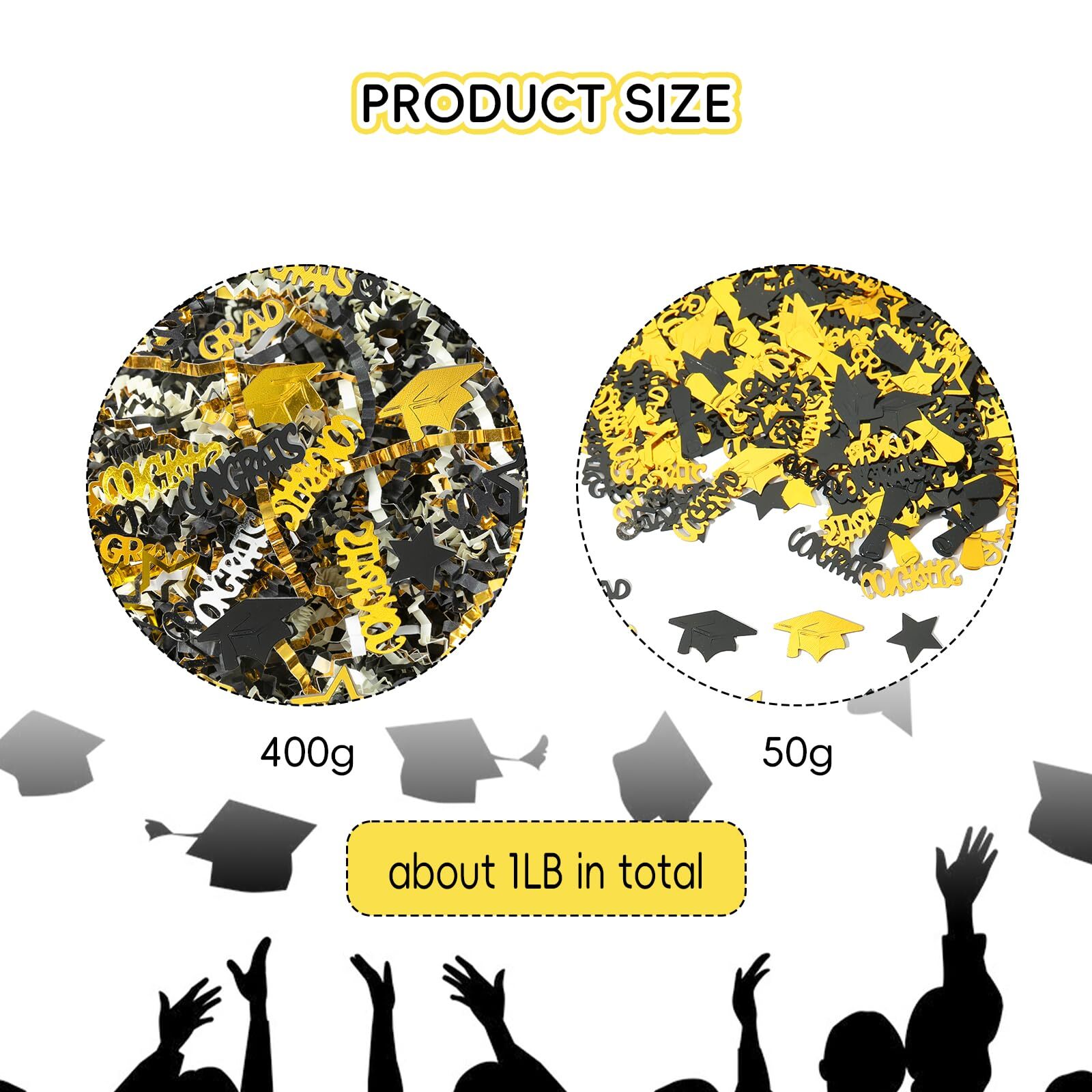 16oz Graduation Crinkle Cut Paper Shred 3 Colors Black Gold White Raffia Pape... gallery
