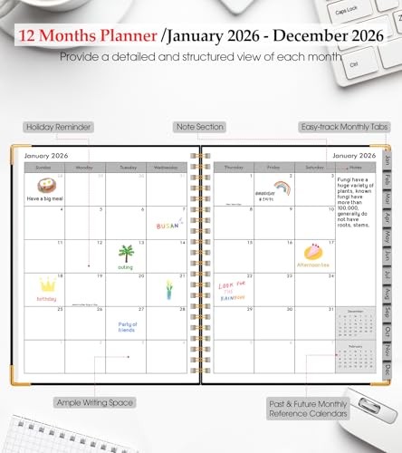 2026 Planner, Weekly and Monthly Calendar Planner from January 2026 - A4 Black gallery
