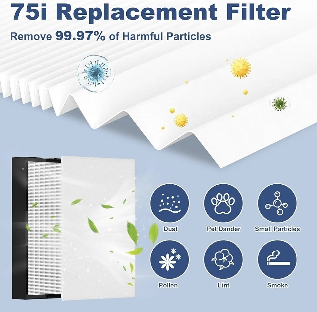 2 Pack 75i True HEPA Replacement Filter w/Carbon Compatible For BreatheSmart 75i gallery