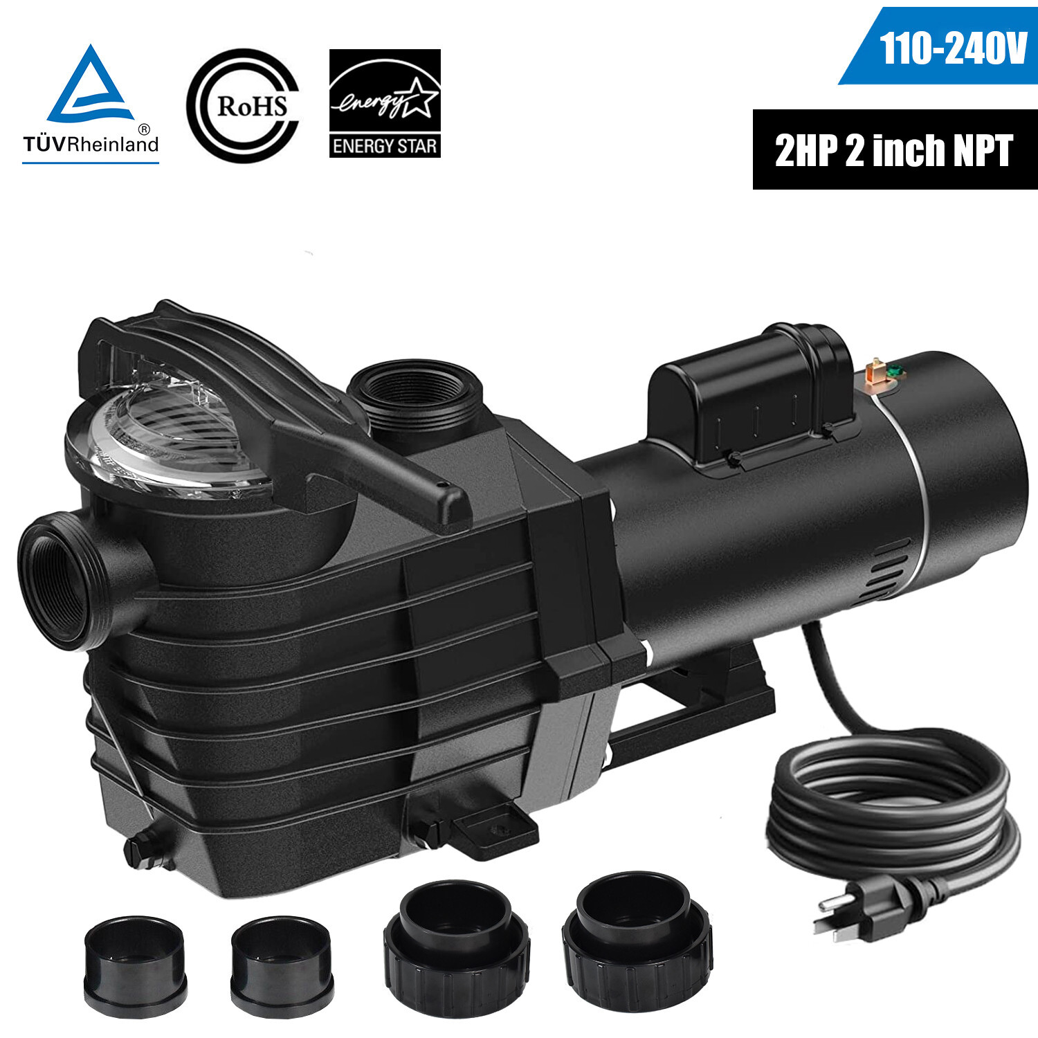 2HP Inground Pool Pump Motor 6500GPH 85FT Head Lift 2" NPT 110-240V For Hayward gallery