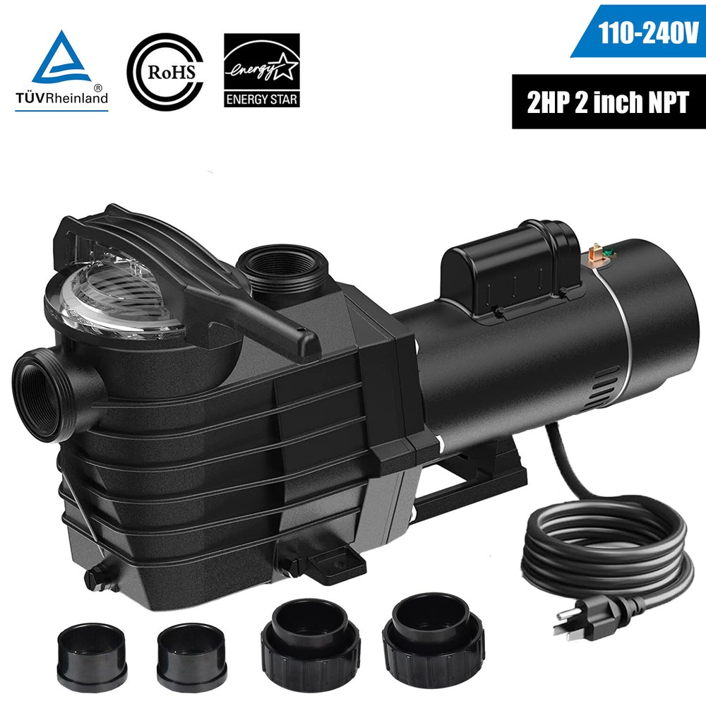 2HP Inground Pool Pump Motor 6500GPH 85FT Head Lift 2" NPT 110-240V For Hayward