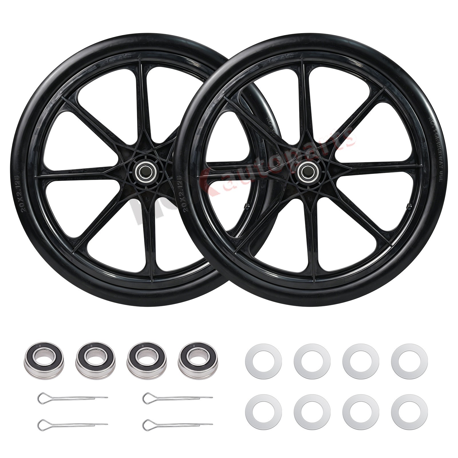 2 Set 20" PU Flat Free Tire & Wheel For Wheelbarrow Garden Yard Cart gallery