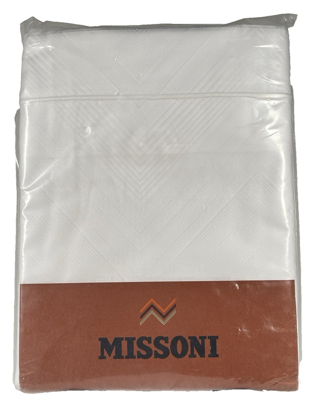 Missoni KING Shadow Zigzag Re-Edition Flat Sheet White Jacquard 279x259 Italy gallery