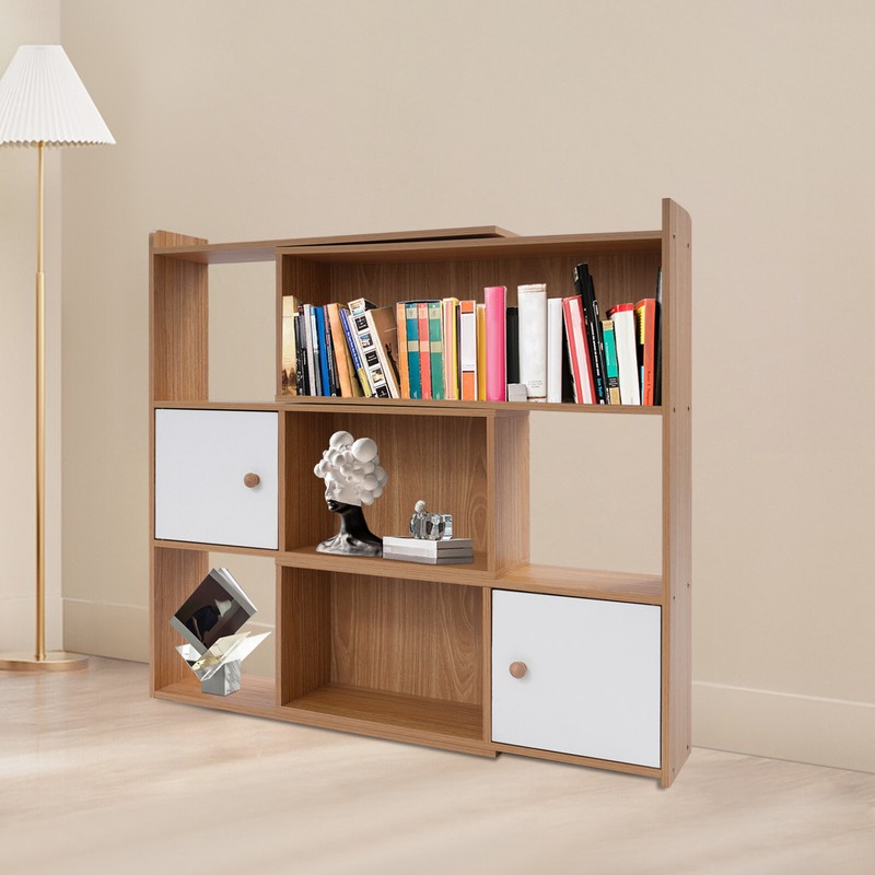 3-tier Bookshelf Stretchable Bookcase Modern Log Color Bookshelf For Home Office gallery