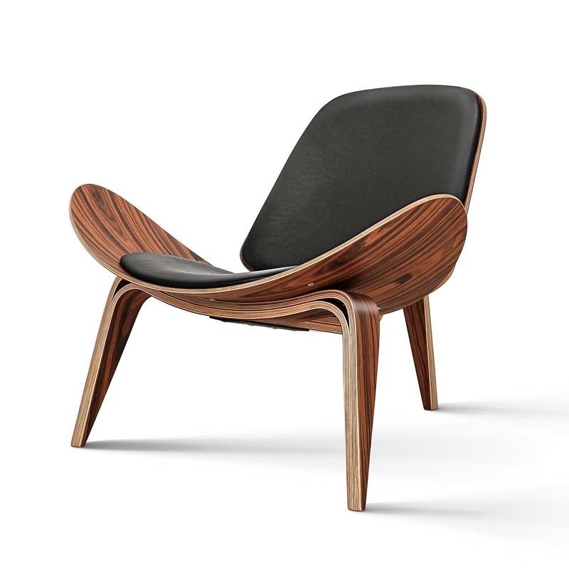 Used Hans Wegner Shell Lounge Chair Accent Side Chair Padded Seat Retro Design gallery