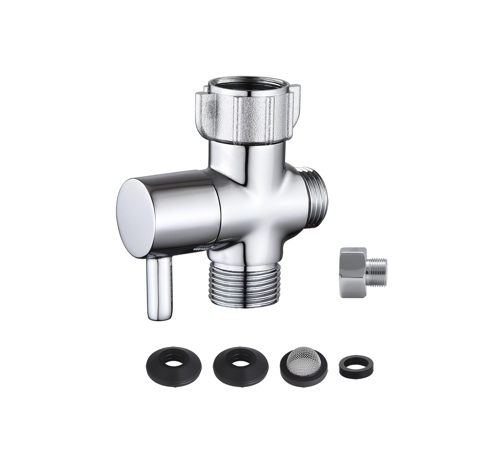 Walkinginrain Bidet T Adapter With Shut off Valve,3 Way 0.875 inches, Chrome gallery