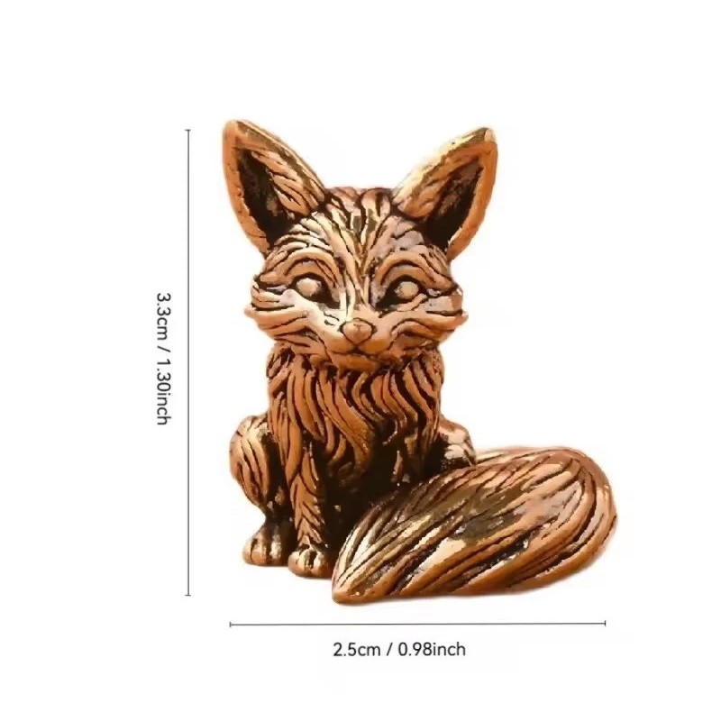 1PCS Brass Fox Animal Statue Small Sculpture Tabletop Figurine Home Decor Gifts gallery