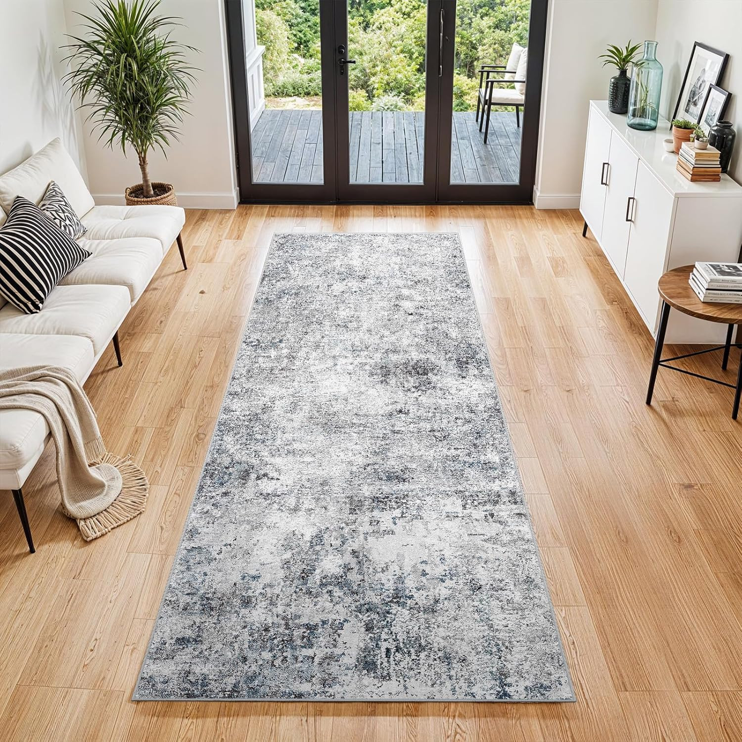 2x6 Washable Kitchen Runner Rug – Abstract Non 2' x 6' (Rectangular) Blue Gray gallery