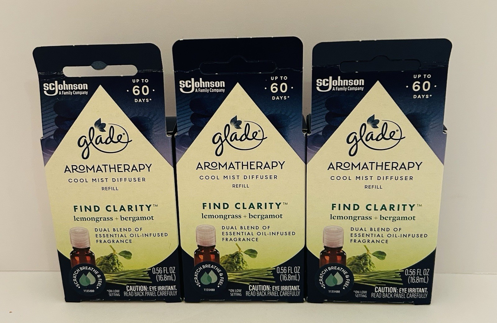 3 ~ GLADE AROMATHERAPY Cool Mist Oil Diffuser Refill CLARITY Lemongrass Bergamot gallery