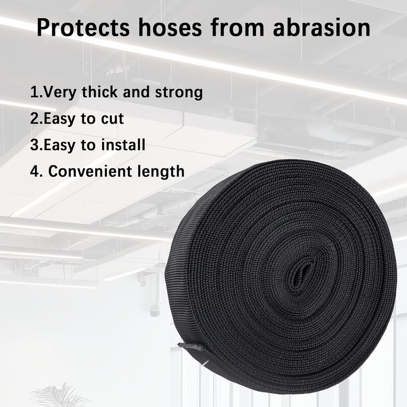 33 FT Nylon Hydraulic Hose Protector Sleeve Black Protective Cover Hose Sheath H gallery
