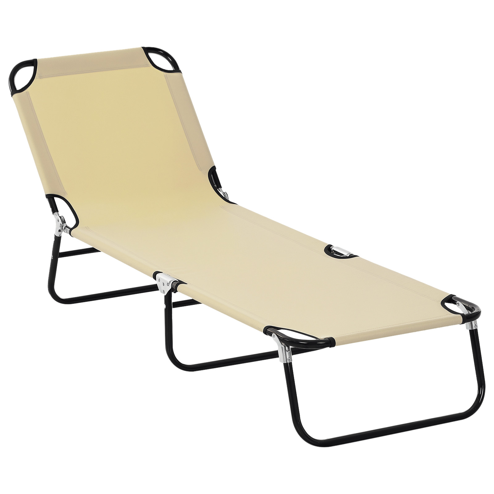Sunbathing Folding Lounge Chair 5-Level Recline 74in Seat 265lb Beige gallery