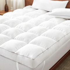 5 Inch Duck Feather Bed King Size, 100% Cotton Extra Thick Mattress Topper, 2500
