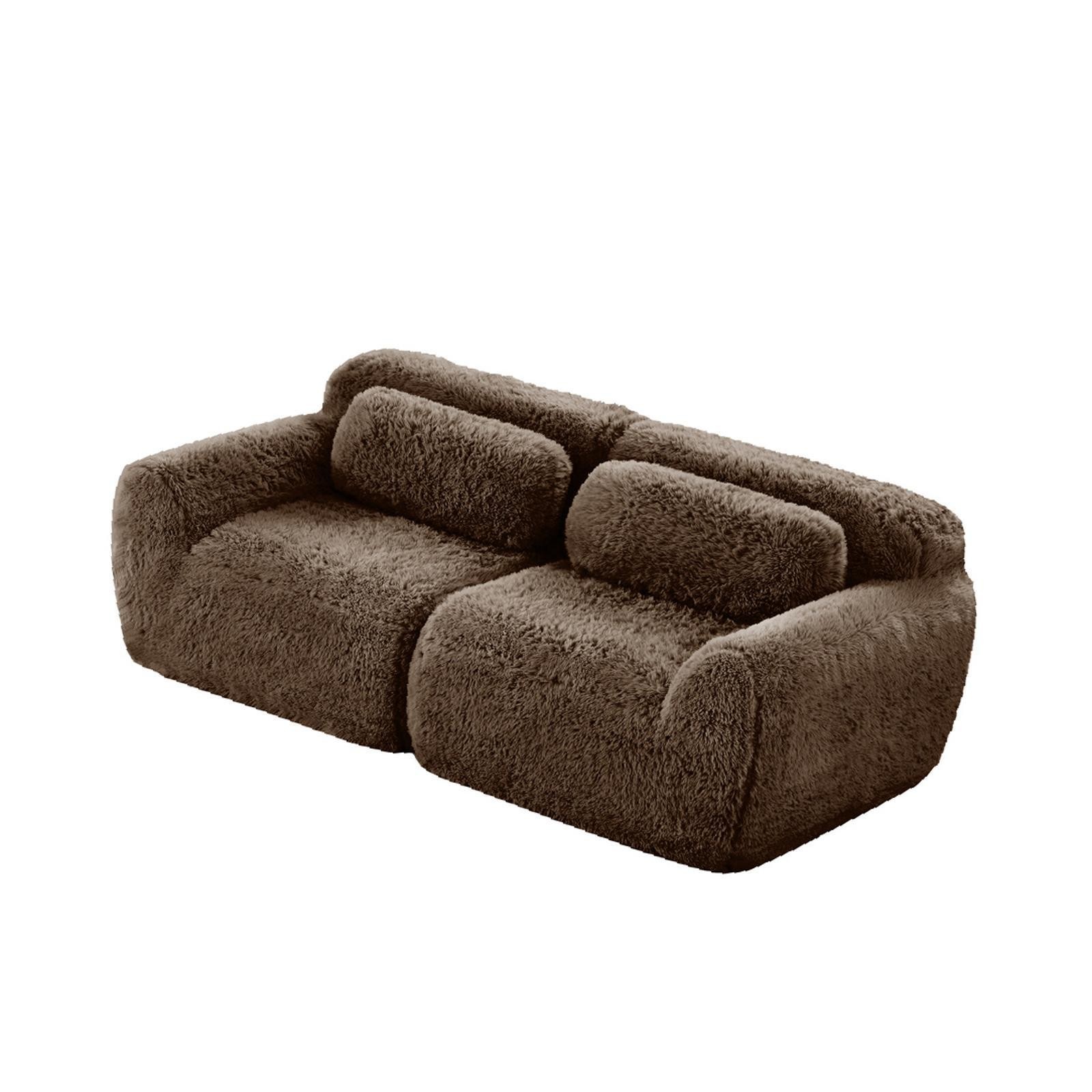 High-Density Sponge Modular Sofa, 2-Seater with Plush Fabric, Non-Slip Base, gallery