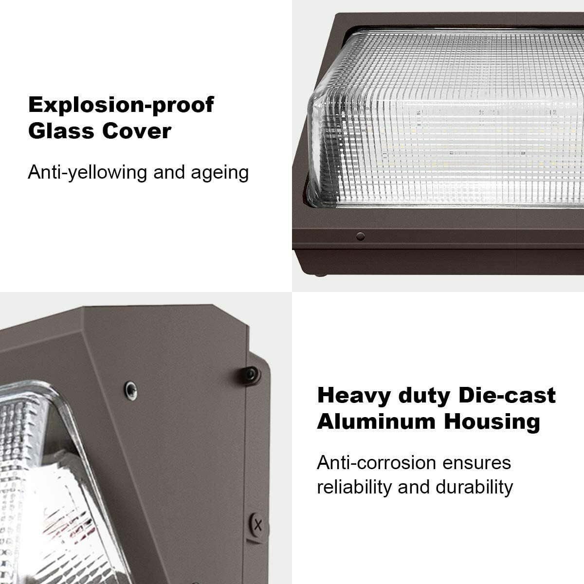 80W LED OUTDOOR WALL PACK 5000K IP65, 9,600 Lumens Glass Lens UL DLC gallery