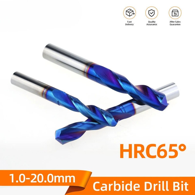 HRC65 Solid Carbide Drill Bit 1mm-13mm 2-Flute Stub Straight Shank Twist gallery