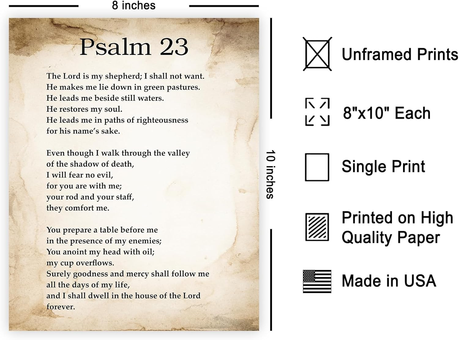Psalm 23 Print - Bible Verse Poster - Scripture Art - Inspiring Gift for Men, Wo gallery