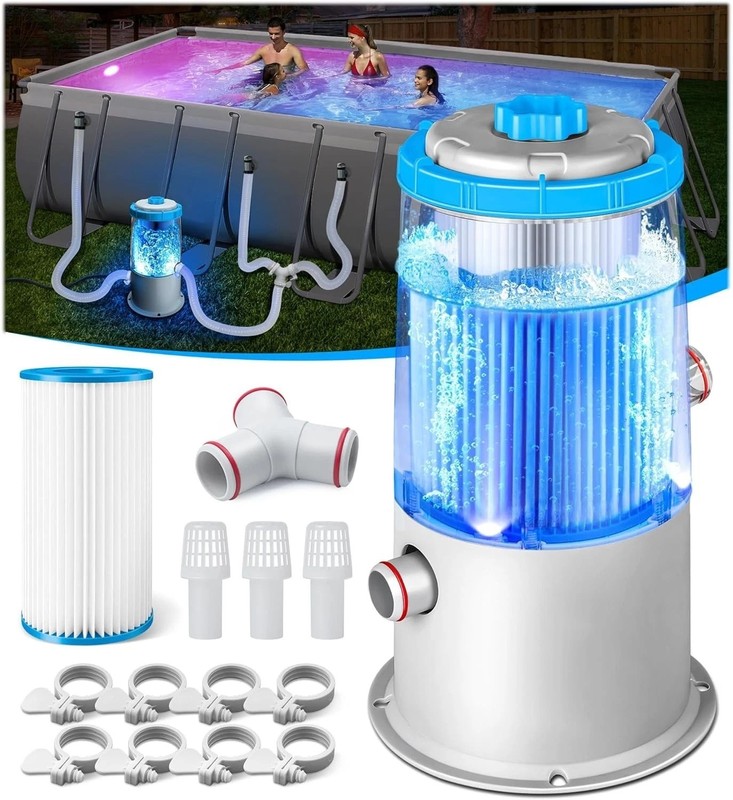 Above Ground Pool Filter Pump 1000 GPH – LED Lighting & Real-Time Monitoring gallery