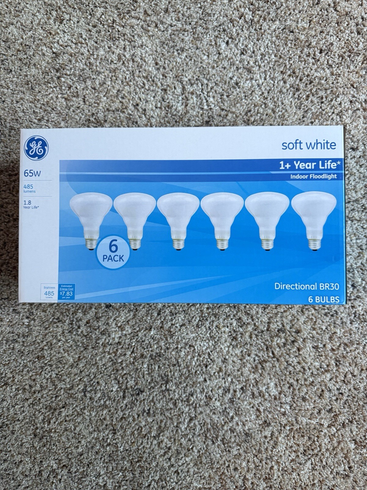 GE 65W Soft White Indoor Floodlight Bulb 6 Pack 485 Lumens BR30 NOT LED gallery