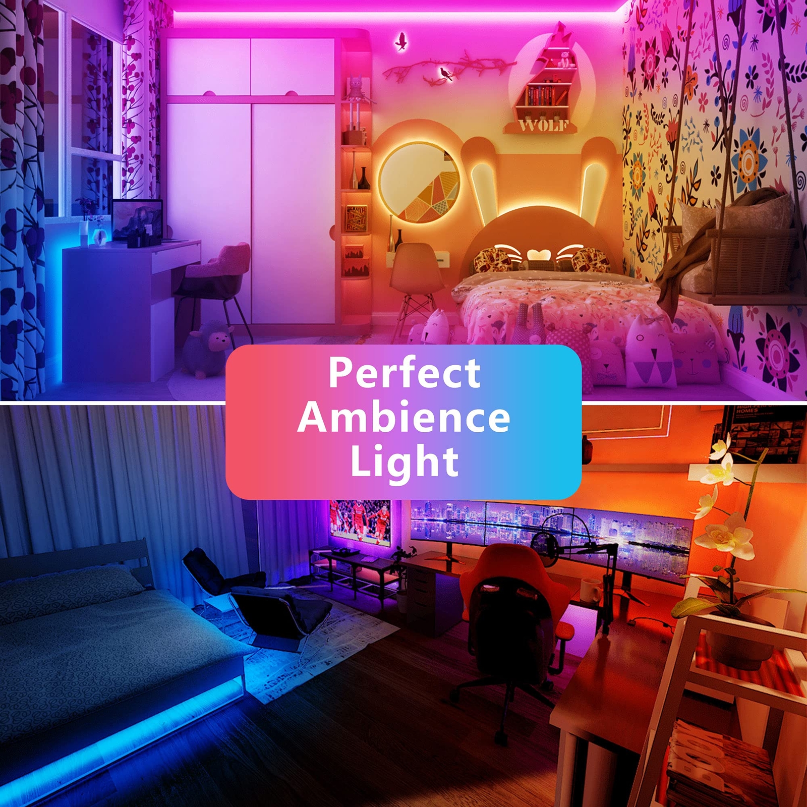 TJOY 60Ft Bluetooth LED Strip Lights Music Sync LED Lights StripRgb Color Chan gallery