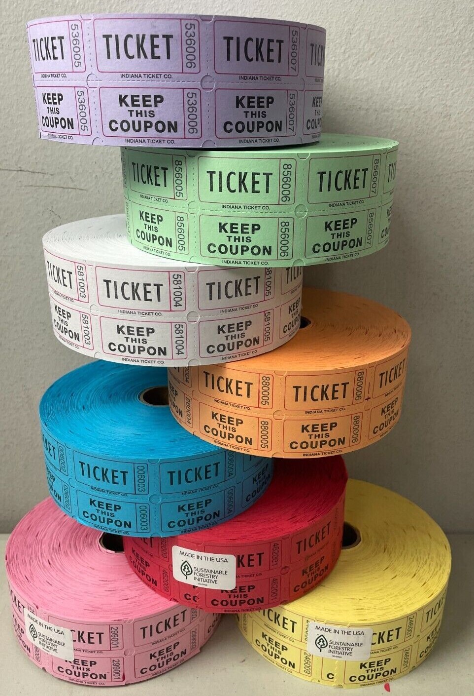5 Rolls Raffle Tickets 2000 50/50 Double Stub Five Roll Deal 10,000 Fund Raiser gallery