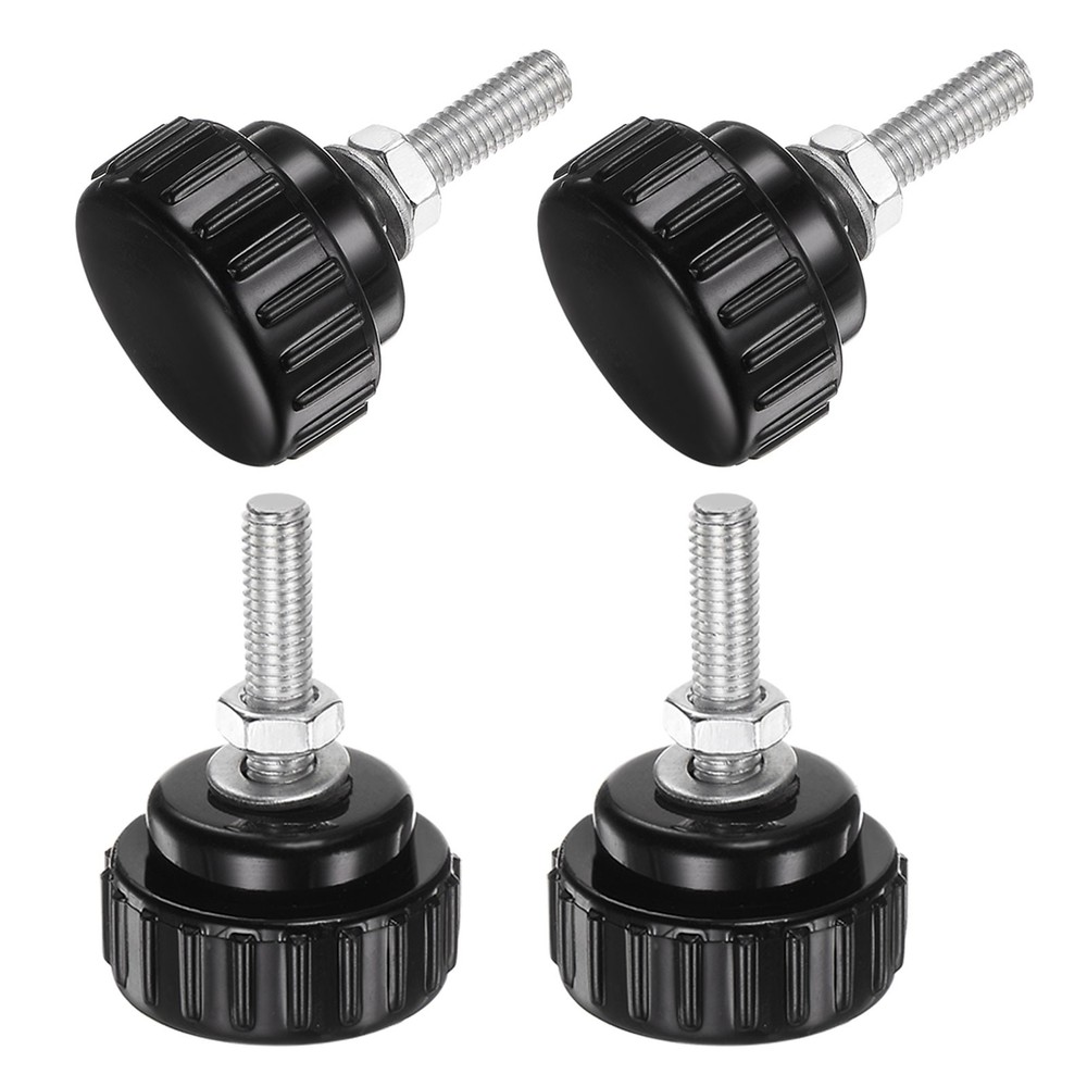 4 Sets Knurled Knobs with Nuts Washers, M5 x 20mm Carbon Steel Stud 25mm Head