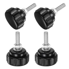 4 Sets Knurled Knobs with Nuts Washers, M5 x 20mm Carbon Steel Stud 25mm Head