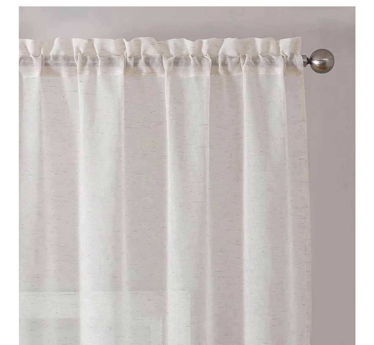 Simplebrand Natural Linen Textured Sheer Curtains 63 Inch Length 2 Panels gallery
