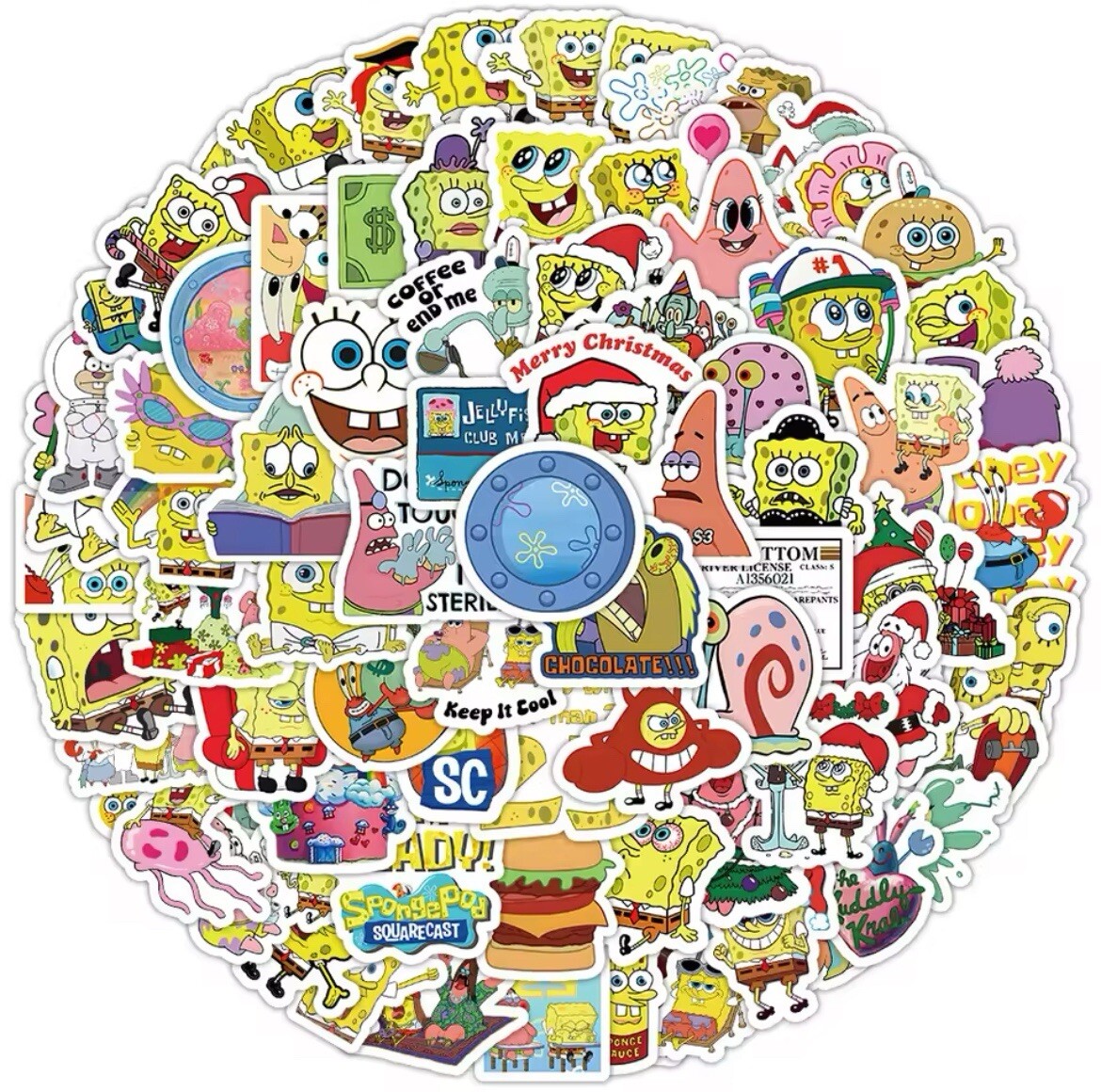 Square Sponge Cartoon MINI Stickers 100pk Assorted Fun Characters FREE SHIPPING gallery