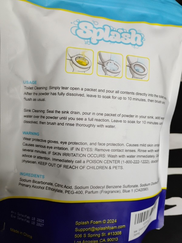 Splash Foaming Advanced Cleaner 350g 12.35oz Toilet Bowl Cleaning Powder 02/2027 gallery