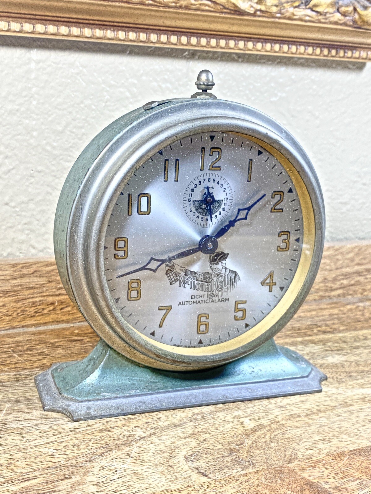 Running Art Deco 8 Day Alarm Clock "The National Call" Vintage US Made (K9921) gallery