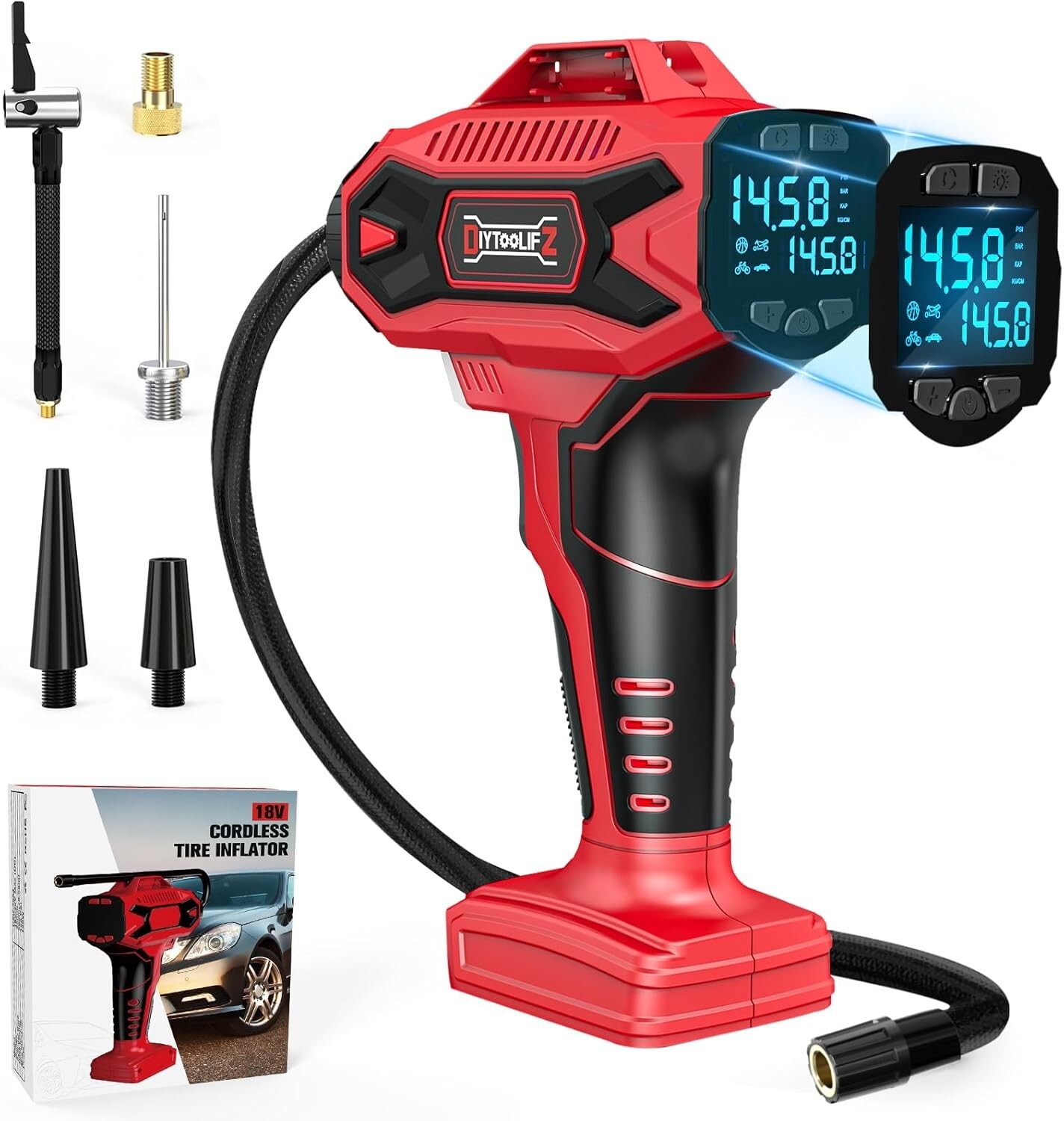 Cordless Tire Inflator Air Compressor for Milwauke 18V Battery gallery