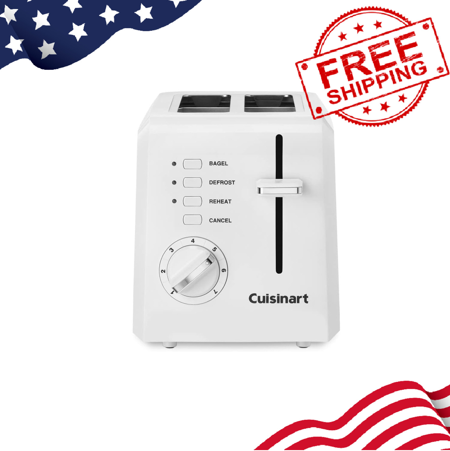Cuisinart CPT-122 2-Slot Compact Toaster 7 Shade Defrost Reheat White gallery
