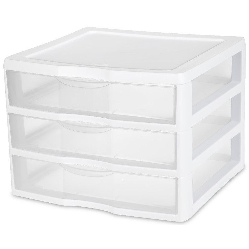 (2 pack) 3 Drawer Unit, Clear Plastic Countertop or Desktop Drawers, White gallery