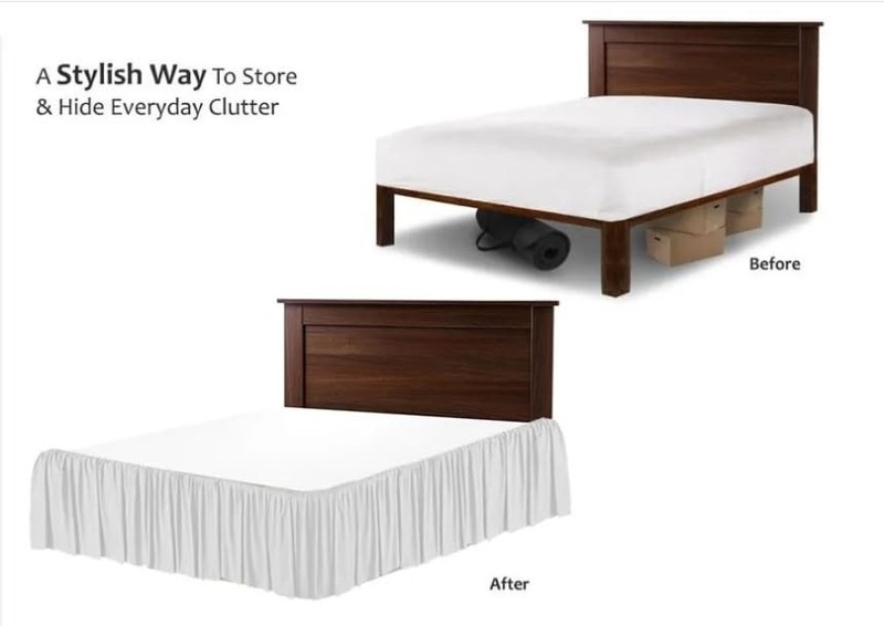 Queen Bed Skirt with Split Corners, Soft Microfiber, 16 Inch Drop, White Soli... gallery