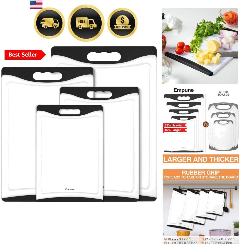 Extra Large Cutting Boards, Plastic Cutting Boards for Kitchen Set of 4 Cutti...