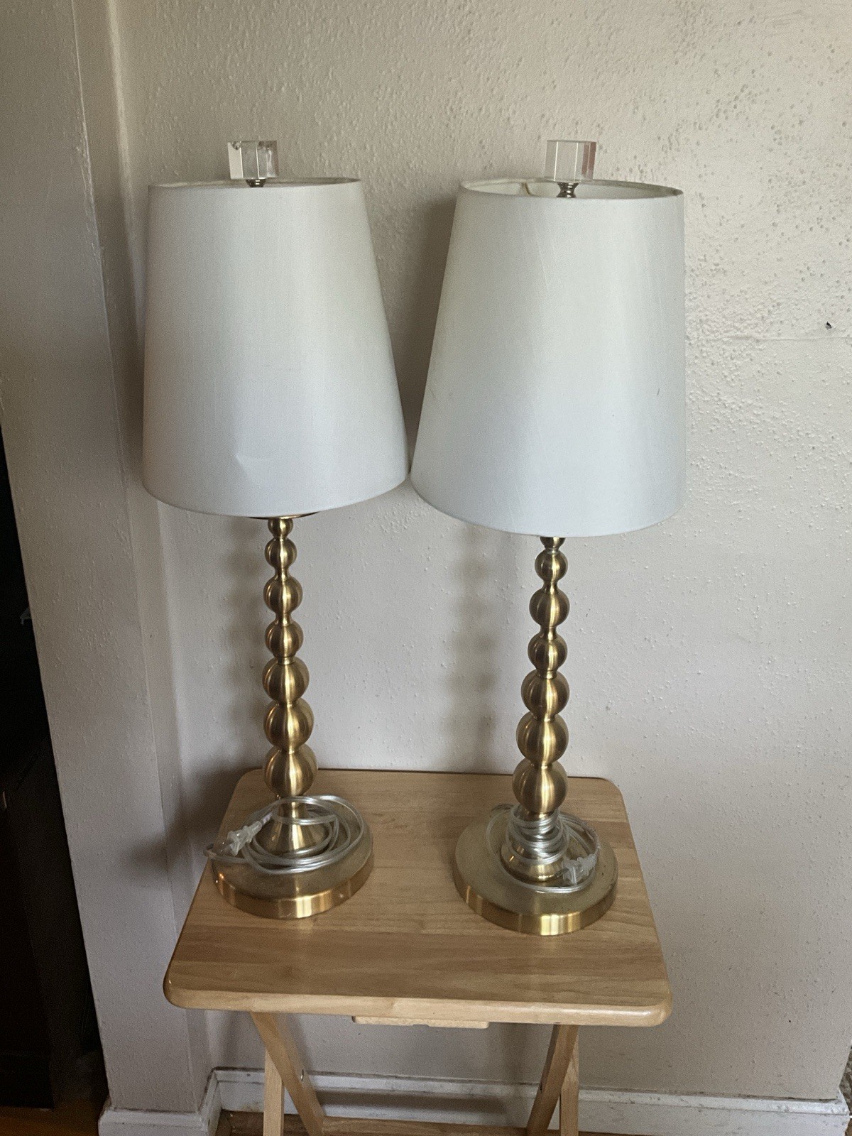 Authentic Lauren Ralph Lauren Brass Table Lamps Stacked Spheres Bubble Gold 22” gallery
