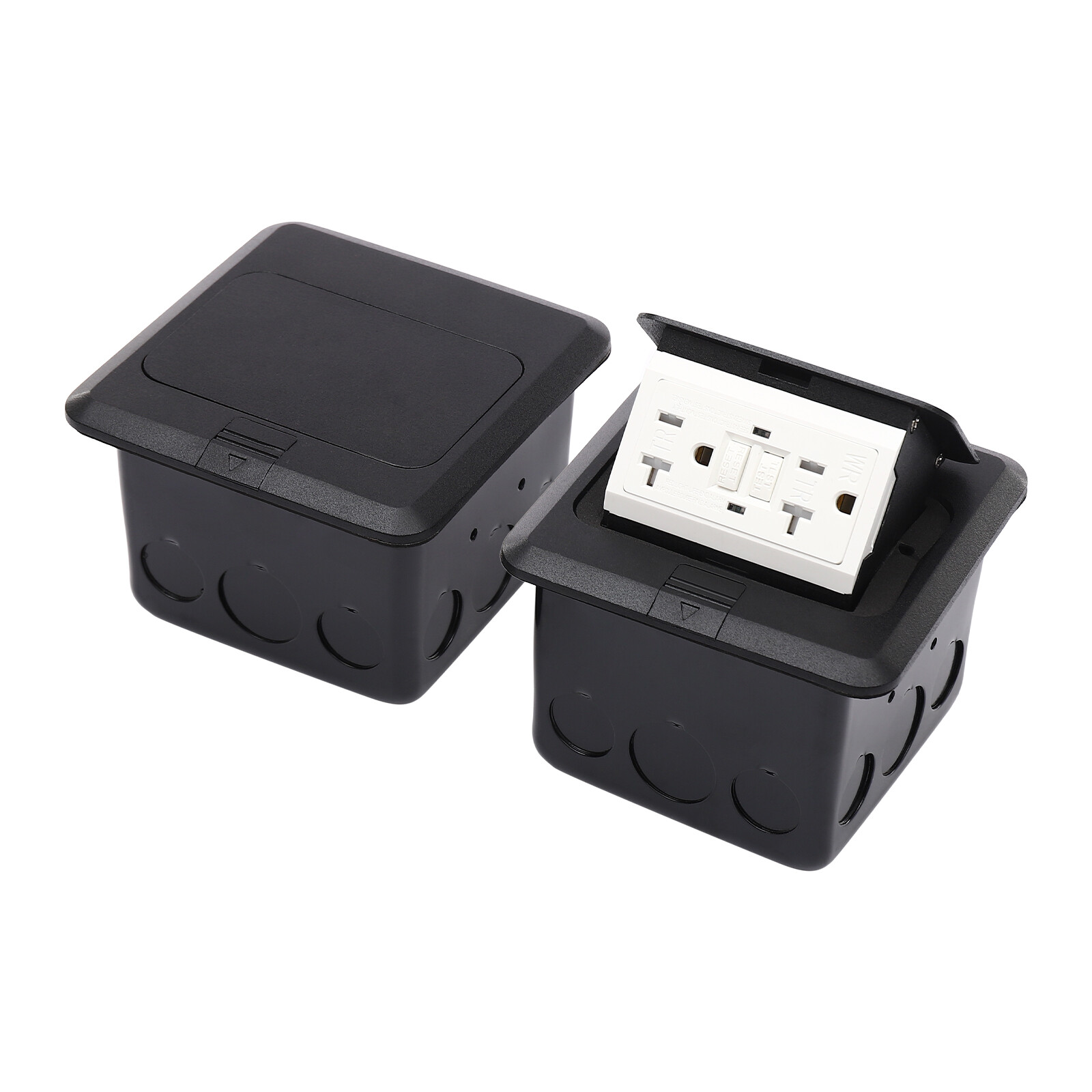 2PCS Square Hidden Sockets Pop Up Floor Outlet Sockets Home Black Sockets 125V gallery