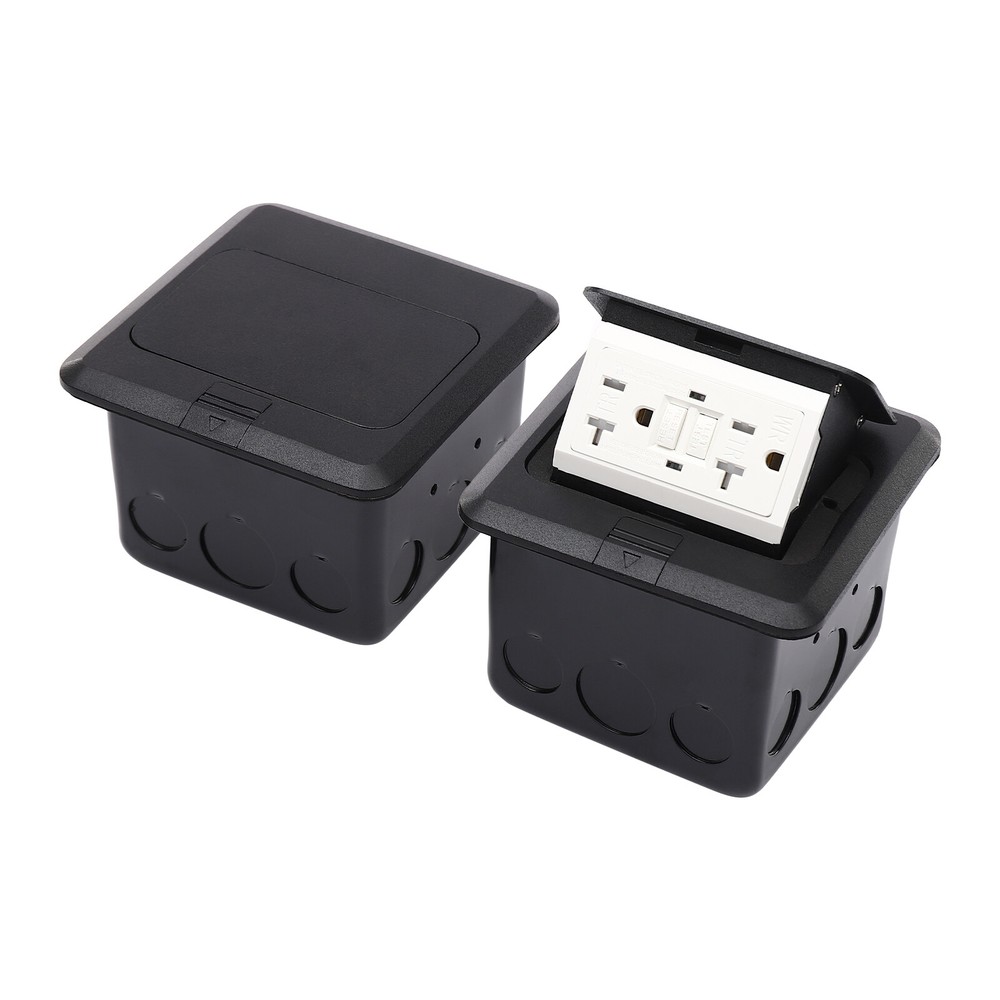 2PCS Square Hidden Sockets Pop Up Floor Outlet Sockets Home Black Sockets 125V