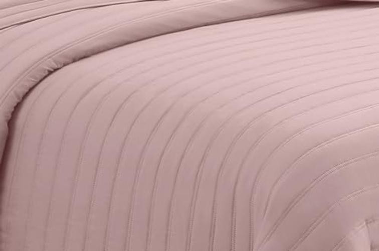 MK Collection Embossed Modern Quilt Oversized Coverlet Full/Queen Pink gallery