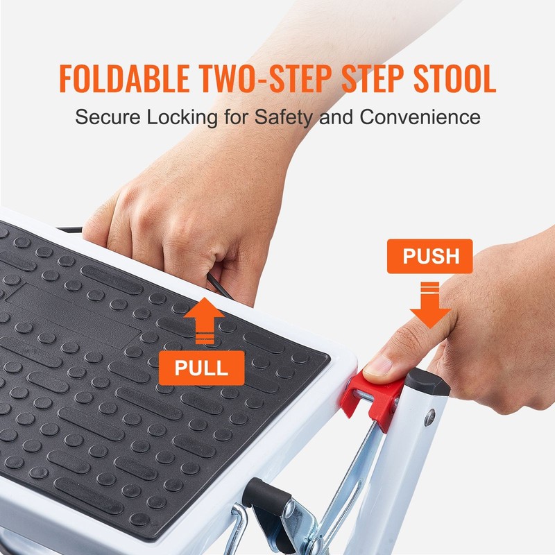 Step Ladder 2-Step 330lbs Capacity, Ergonomic Folding Steel Step Stool gallery