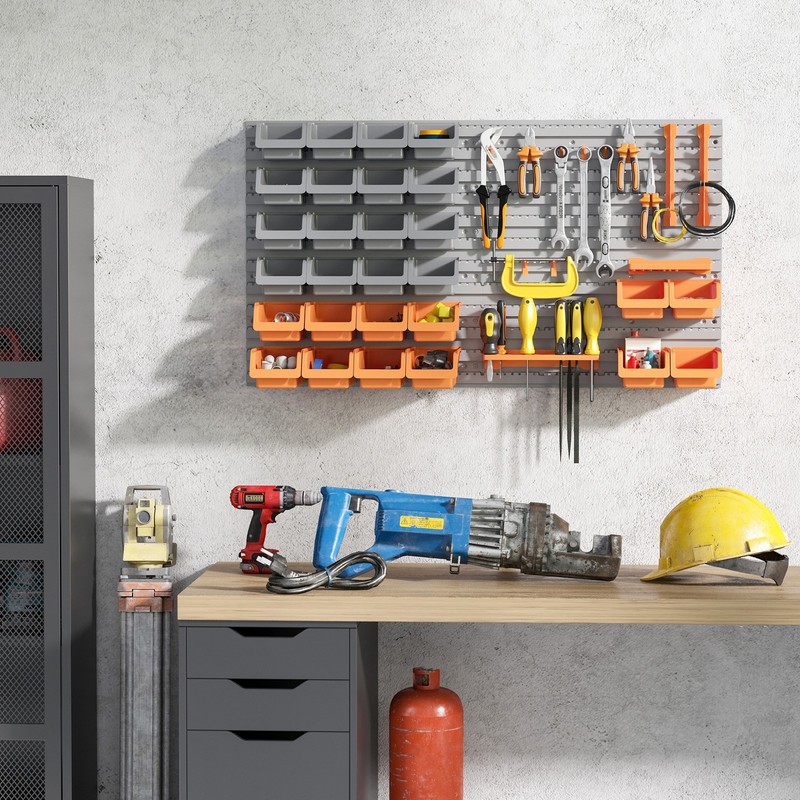 Tool Organization Rack w/ Peg boards & Hooks for Garage Workshop Wall Mounted gallery
