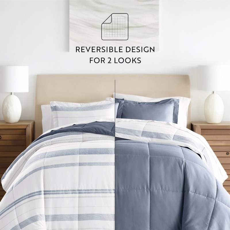 Kaycie Gray Striped Patterned Reversible Comforter gallery