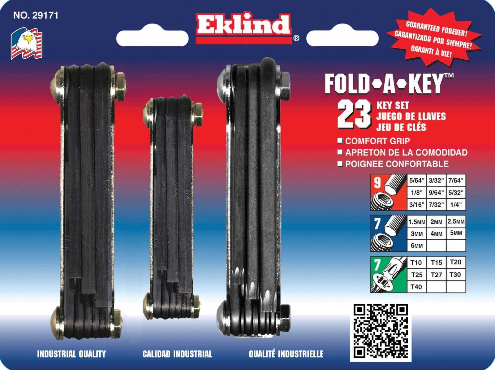 Eklind Fold Up Hex Wrench Key Set 29171 Metric SAE Torx 23pc Made in USA gallery