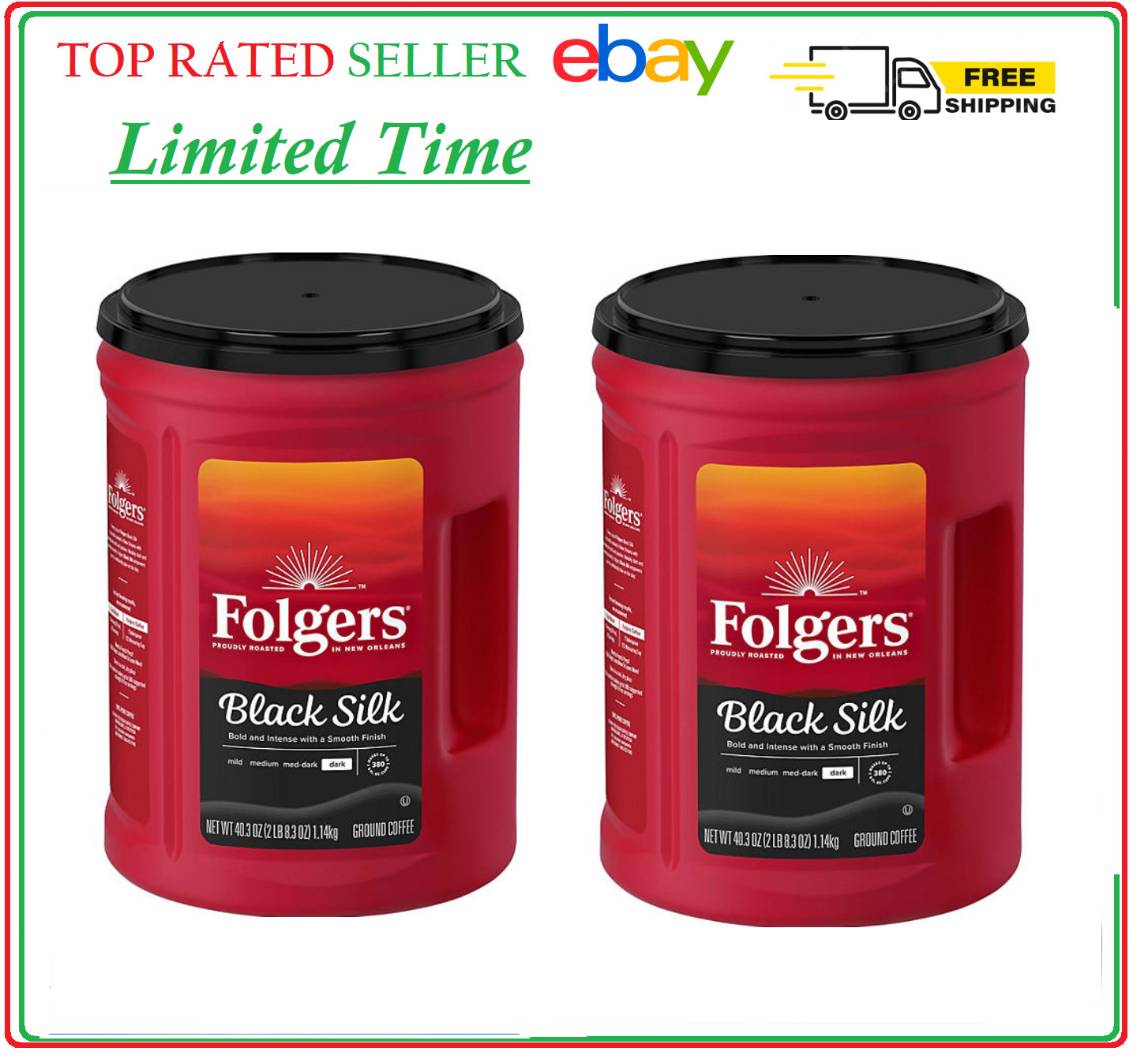 2 PACK - Folgers Dark Roast Ground Coffee, Black Silk 40.3 oz (Total 80.60 oz) gallery