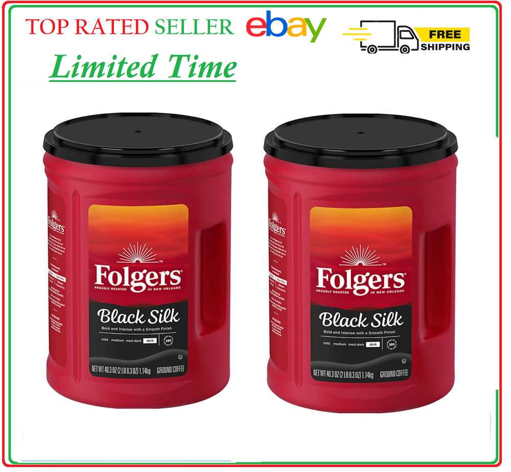 2 PACK - Folgers Dark Roast Ground Coffee, Black Silk 40.3 oz (Total 80.60 oz)