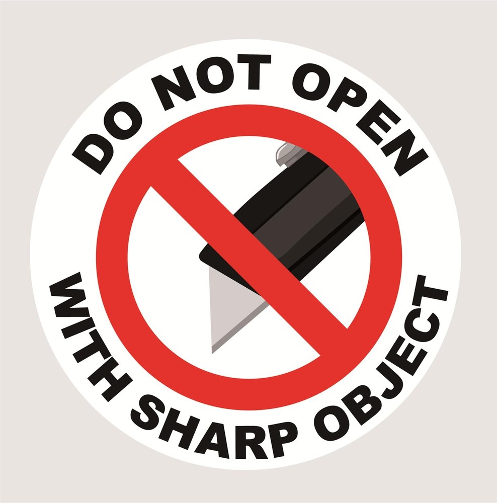 Do Not Open with Sharp Object Sticker,2inch (2 x 2) inch or (5 cm x 5 cm)
